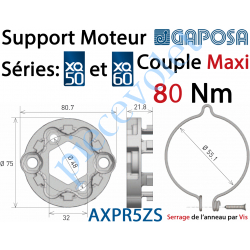 AXPR5ZS Support Moteur Axial XQ50 et XQ60 Fixation entr'axes 48 mm Avec Anneau d'Arrêt Serrage par Vis