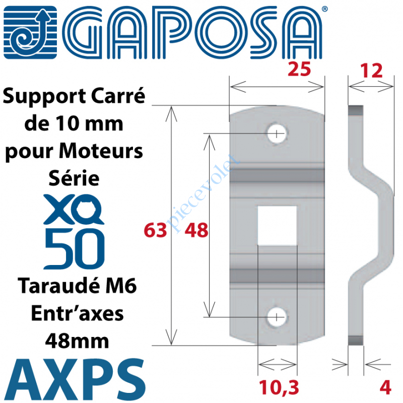 AXPS Support Moteur Axial XQ50 en Oméga Couple Maxi xx Nm Fixation entr'axes 48 mm 