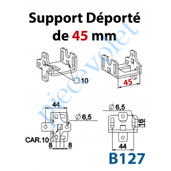 B127 Support Déporté de 45 mm Percé à Entre-axes 44mm et en Carré de 10mm Sans visserie