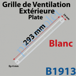 B1913 Grille de Ventilation Extérieure 30 m³/h Plate Nicoll 293 x 24 x 4 Coloris Blanc