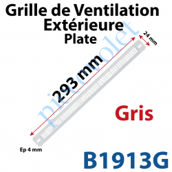 B1913G Grille de Ventilation Extérieure 30 m³/h Plate Nicoll 293 x 24 x 4 Coloris Gris Clair