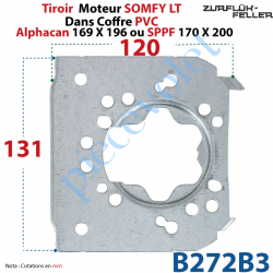 B272B3 Tiroir Support Moteur Somfy LT Sans Clip en Acier Galvanisé 15/10 pour Lucoroll 169 et Sppf 170