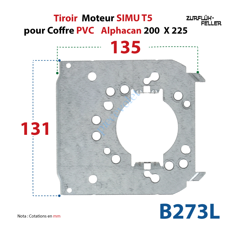 B273L Tiroir Support Moteur Simu T5 Sans Clip en Acier Galvanisé 15/10 pour Lucoroll 200