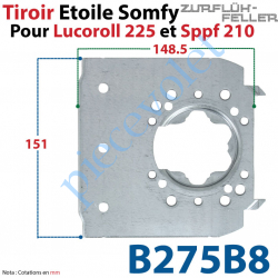 B275B8 Tiroir Support Moteur Somfy LT Sans Clip en Acier Galvanisé 15/10 pour Lucoroll 225 et Sppf 210