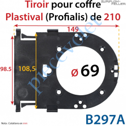 B297A Tiroir Percé ø 69 en Matériau Composite pour Coffre Plastival (Profialis) de 210 mm