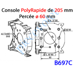 B697C Console PolyRapide 205 Percée ø 60 mm pour Montage Moteur