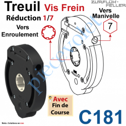 C181 Treuil Vis Frein Réd 1/7 Entrée Hexa 7 Femelle Sortie Crabot Zf Femelle