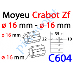 C604 Moyeu à Crabot Zf Mâle - Crabot Zf Mâle Alésé ø 16,5 mm Femelle