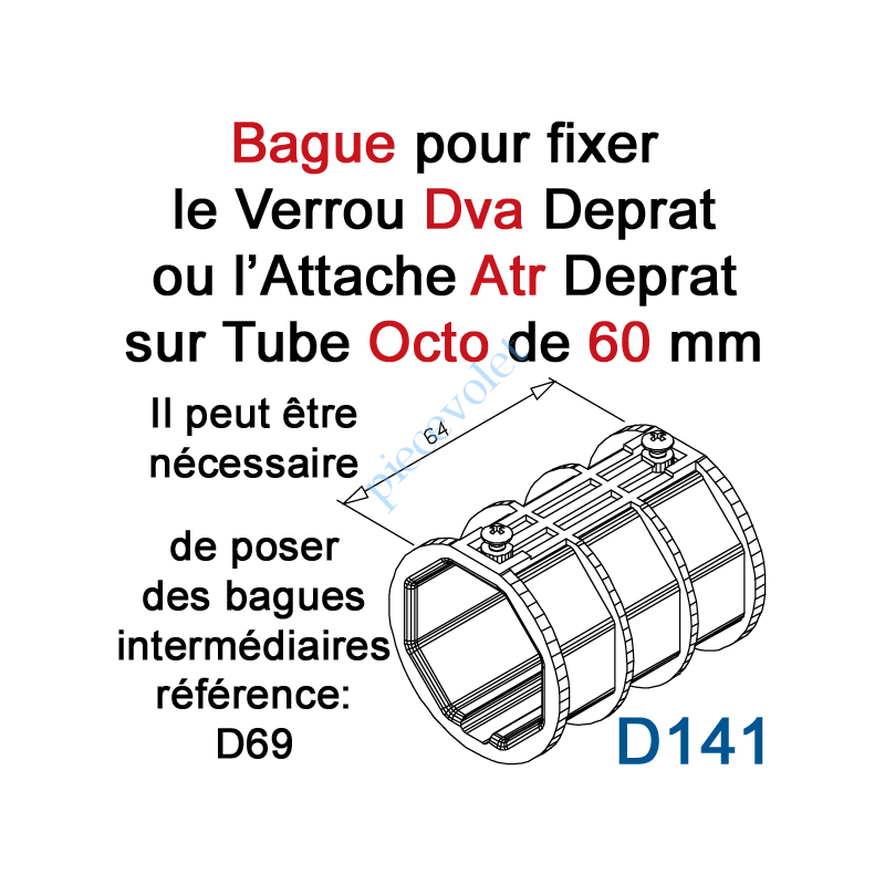 D141 Bague de Verrou Automatique Dvr ou d'Attache Atr pour tube Octo 60