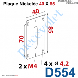 D554 Plaque 40 x 85 mm Nickelée pour Elargir les Fixations des Sorties à 90°