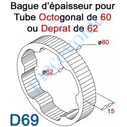 D69 Bague d'épaisseur pour augmenter le diamètre du tube Deprat 62 à 80 mm