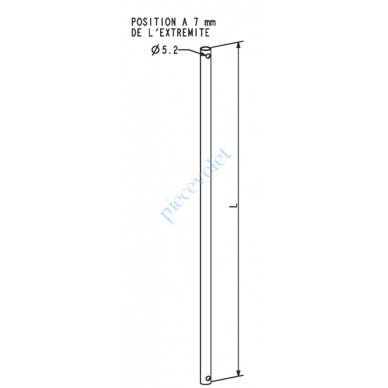 E116 Tringle Acier Laqué Blanc ø 12 x 1 mm Percé pr Vis M5 ZF Longueur 2 000 mm