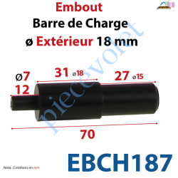 EBCH187 Embout Noir pour Barre de Charge Diamètre Extérieur 18 mm Avec Téton Diamètre 7 x Longueur 12 mm