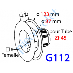 G112 Poulie ø Ext 123 pour sangle de 17 mm Maxi  & Embout Zf 45 se monte Avec Tourillon A604 ou A606