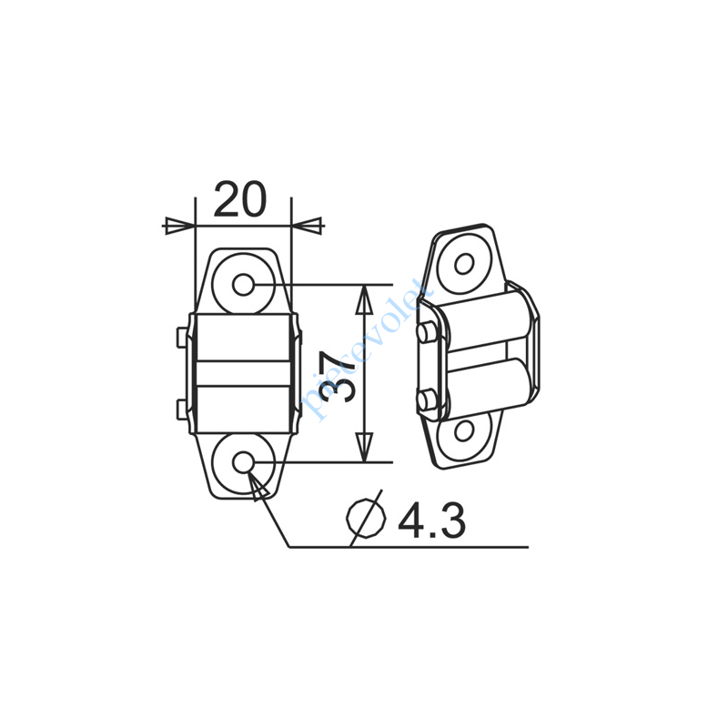 G204 Guide Sangle Acier Zingué à 2 Galets pour Sangle de 17 mm