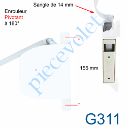 G311 Enrouleur Pivotant de Sangle Alutoile Blanc Largeur 14 mm Longueur 5 m