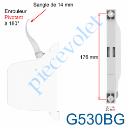 G530BG Enrouleur Pivotant de Sangle Open Carré Blanc Largeur 14 mm Longueur 5 m