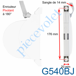 G540BJ Enrouleur Pivotant de Sangle Open Arrondi Blanc Largeur 14 mm Longueur 5,5 m