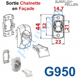 G950 Sortie en Façade pour Chaînette à Billes ou Cordon en Pvc Blanc