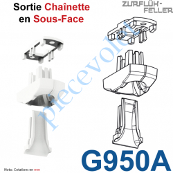 G950A Sortie en Sous-Face pour Chaînette à Billes ou Cordon en Pvc Blanc