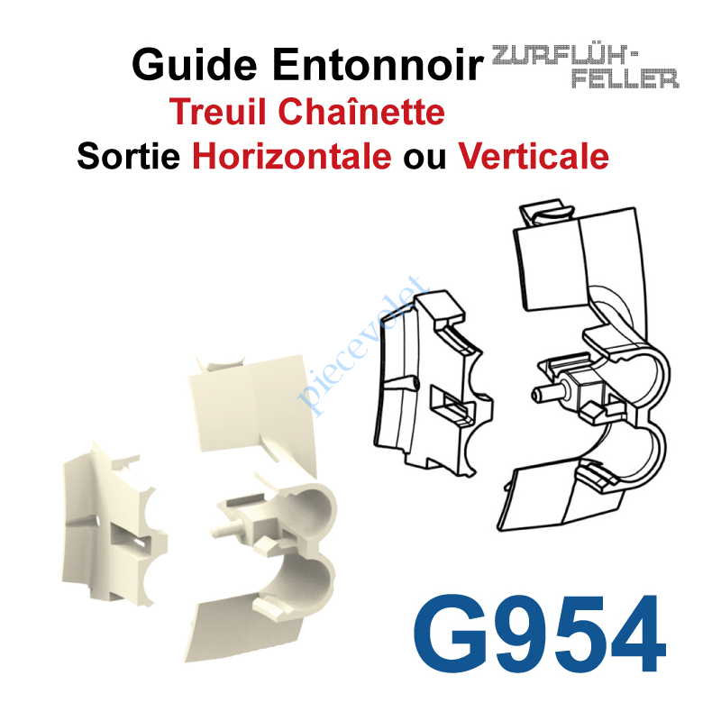 G954 Guide Entonnoir pr Sort à l'Horiz ou à la Verti pr Treuil à Chaînette