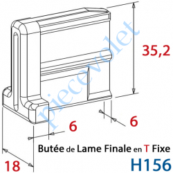 H156 Embout - Butée en T Fixe de Lame Finale de 6 mm Epaisseur x 35,2 mm de Haut