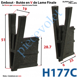 H177C Embout - Butée en V de Lame Finale de 5,5 mm d'Epaisseur x 28,7 mm de Haut
