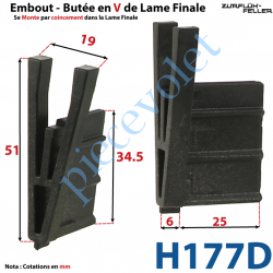 H177D Embout - Butée en V de Lame Finale de 5,5 mm d'Epaisseur x 34,5 mm de Haut