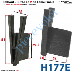 H177E Embout - Butée en V de Lame Finale de 5 mm d'Epaisseur x 29,2 mm de Haut