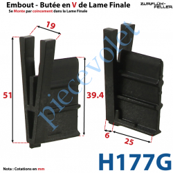 H177G Embout - Butée en V de Lame Finale de 7,2 mm d'Epaisseur x 39,4 mm de Haut