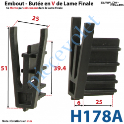 H178A Embout - Butée en V de Lame Finale de 10,3 mm d'Epaisseur x 39,4 mm de Haut