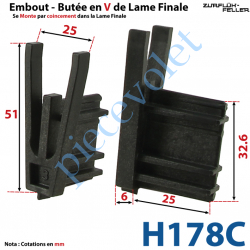 H178C Embout - Butée en V de Lame Finale de 11,1 mm d'Epaisseur x 32,6 mm de Haut