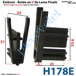 H178E Embout - Butée en V de Lame Finale de 12,3 mm d'Epaisseur x 33,6 mm de Haut