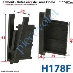 H178F Embout - Butée en V de Lame Finale de 9,1 mm d'Epaisseur x 40 mm de Haut