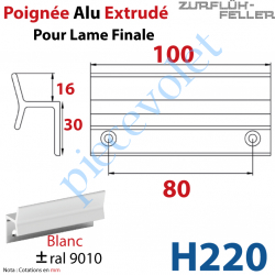 H220 Poignée Alu Extrudé Ep 3 pr Lame Finale