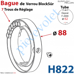 H822 Bague de Verrou Automatique Blocksûr pr tube Deprat 62 ø Ext 88 Av1 Vis 4,2x12.7
