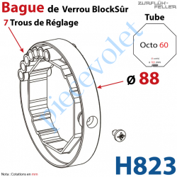 H823 Bague de Verrou Automatique Blocksûr pr tube Octo 60 ø Ext 88mm Av1 Vis 4,2x12,7