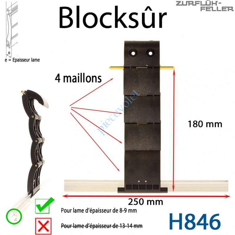 H846 Verrou Automatique Blocksûr de 4 Maillons pour Lame 8-9 mm d'épaisseur