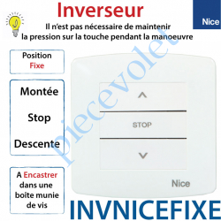 INVNICEFIXE Inverseur Nice Avec Cadre Montée-Stop-Descente à Encastrer à Position Fixe Blanc