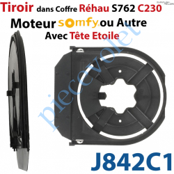 J842C1 Tiroir Seul pour Moteur Tubulaire Somfy ou Tête étoile pour Coffre Rehau S762 C230