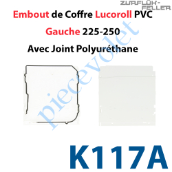 K117A Embout de Coffre Lucoroll Pvc de 225-250 Gauche Av Joint Epaiss 8 mm Abs Col Blanc
