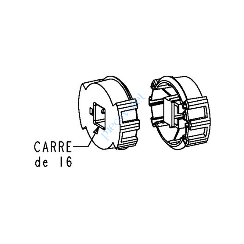 K351C3 Support à Carré de 16 mm Femelle pour Embout Deprat et Moteur Elero Couple Maxi 25 Nm dans Coffrelite