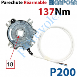 P200 Parechute Sécurité Réarmable 137 Nm Entraînement Carré 18 mm Avec Contact Electrique de Sécurité Câble Long 1m