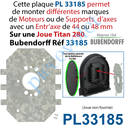 PL33185 Plaque Interface pour Joue Titan 28 Bubendorff Réf 33185