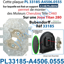 PL33185-A4506_0555 Plaque Interface pour Joue Titan 28 Bubendorff Réf 33185 Avec Support Moteur Cherubini Tête CH60 Réf A4506_05