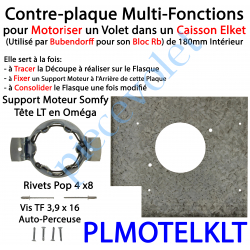 PLMOTELKLT Contre - Plaque pour Motoriser un Volet dans un Coffre Elket (Utilisé par Bubendorff) de 180 mm Intérieur Avec Visser