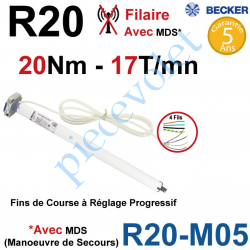 R20-M05 Moteur Filaire Avec FdC à Réglage Progressif 20/17 Becker Avec Mds