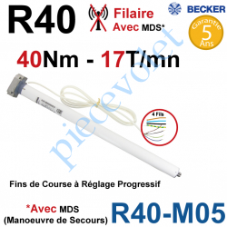 R40-M05 Moteur Filaire Avec FdC à Réglage Progressif 40/17 Becker Avec Mds