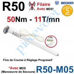 R50-M05 Moteur Filaire Avec FdC à Réglage Progressif 50/11 Becker Avec Mds