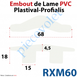 RXM60 Embout de Lame Pvc RXP60 Pas de 60 mm